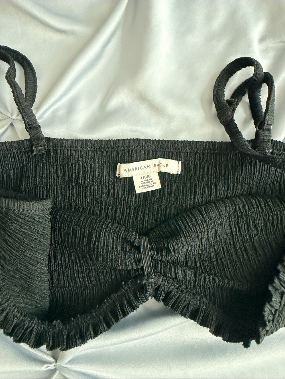 American Eagle Outfitters Black Smocked Bandeau with Straps